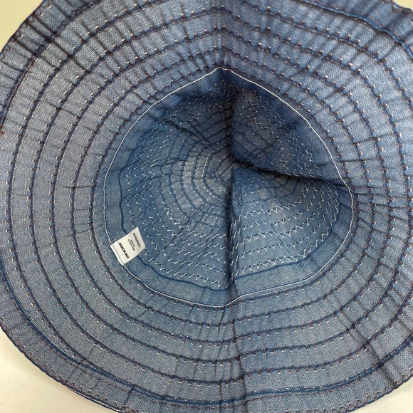 Vintage Joe Boxer Denim Chambray Stitched Bucket Hat Rope Trim Y2K 90s Boho - Picture 5 of 6